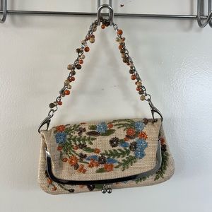 Embroidered beaded clutch